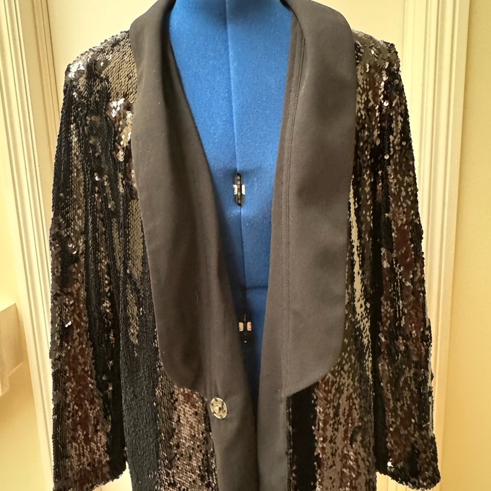 Black Sequin Blazer - image 3